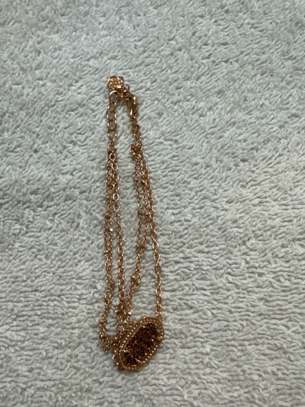 Rose Gold Layered Chain Necklace with Textured Pendant